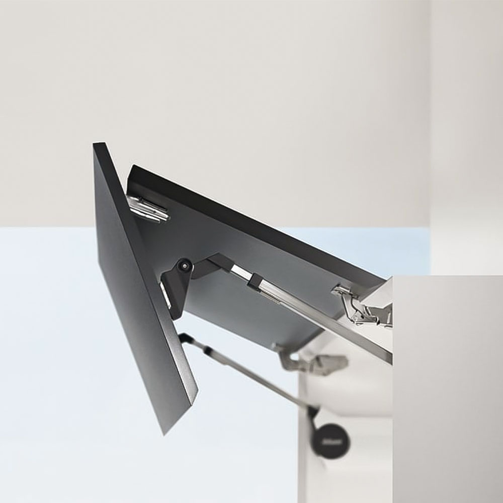 Blum Flip-Ups for modern kitchen accessibility at Zen Living, Calgarys trusted source for renovation products.