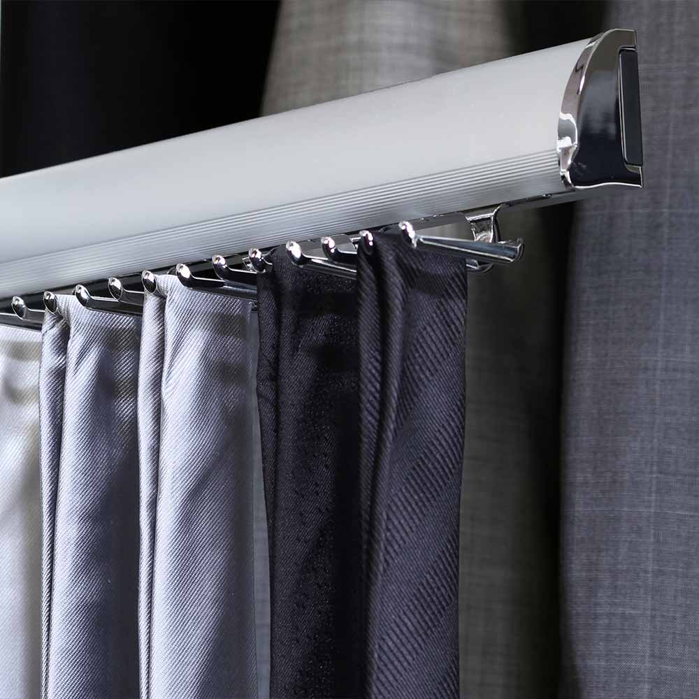 Pant organizer in a stylish kitchen, showcasing efficient storage solutions from Zen Living, Calgary.