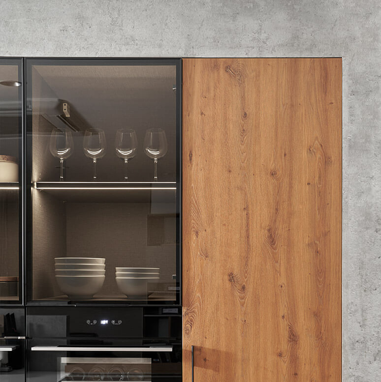 Stylish cabinet glass design for modern kitchens in Calgary by Zen Living, enhancing elegance and functionality.