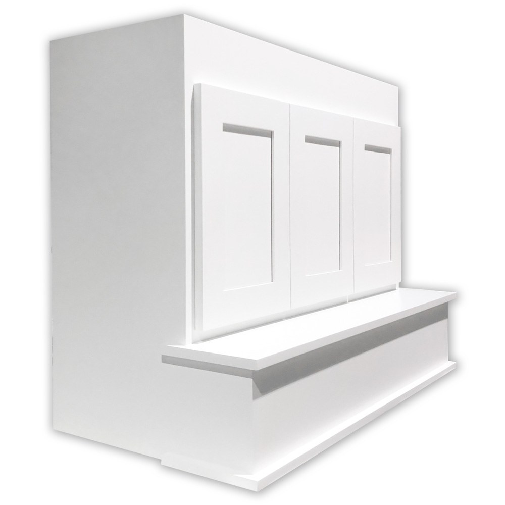 Range Hood Cover 2 Stylish range hood cover above a modern sink selection in a Calgary kitchen renovation setting.