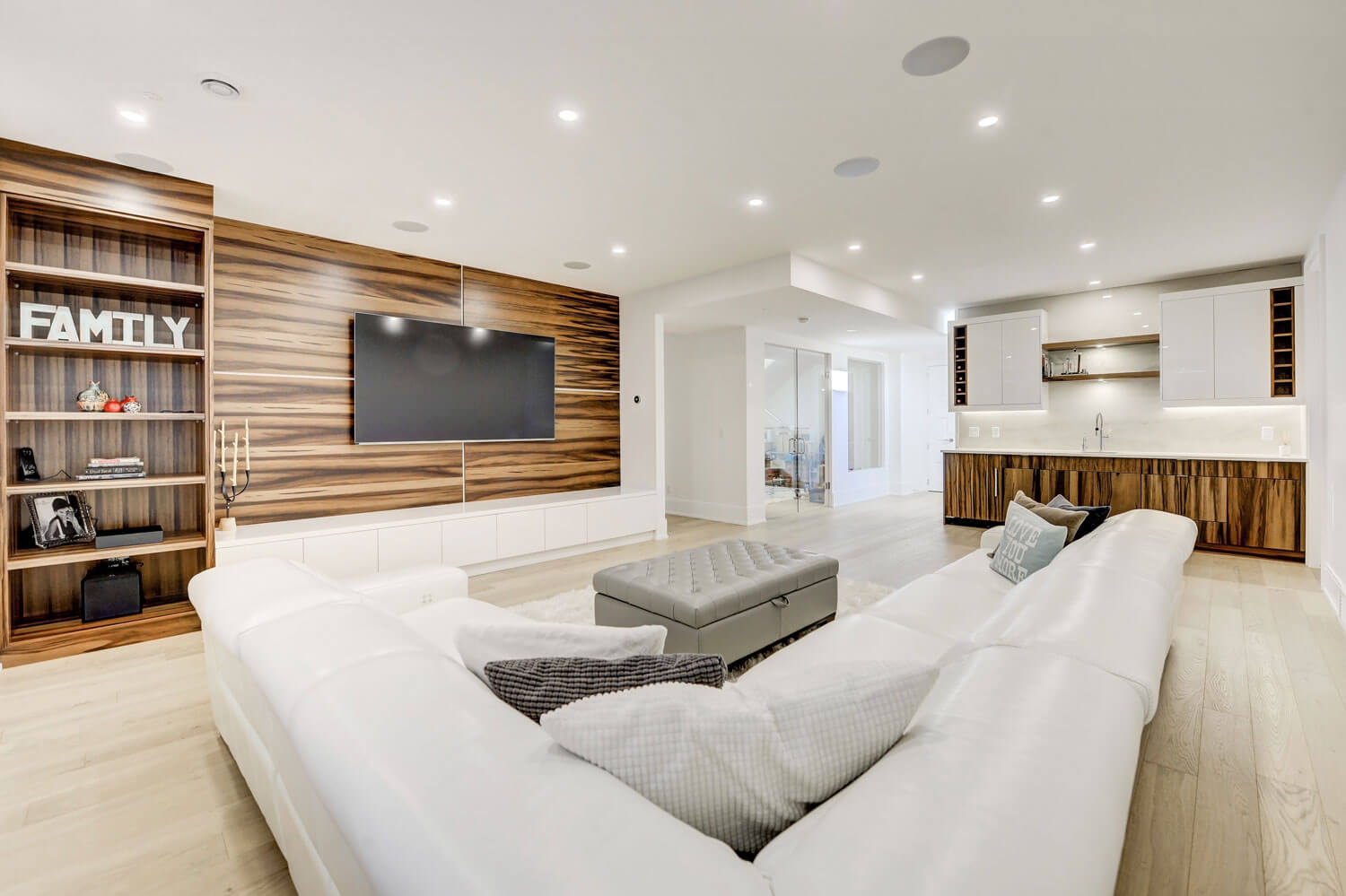 Calgary home renovation showcasing modern kitchen cabinets and countertops by Zen Living.