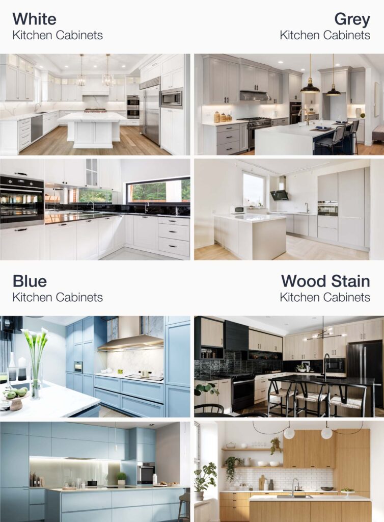 Variety of kitchen cabinet color options.